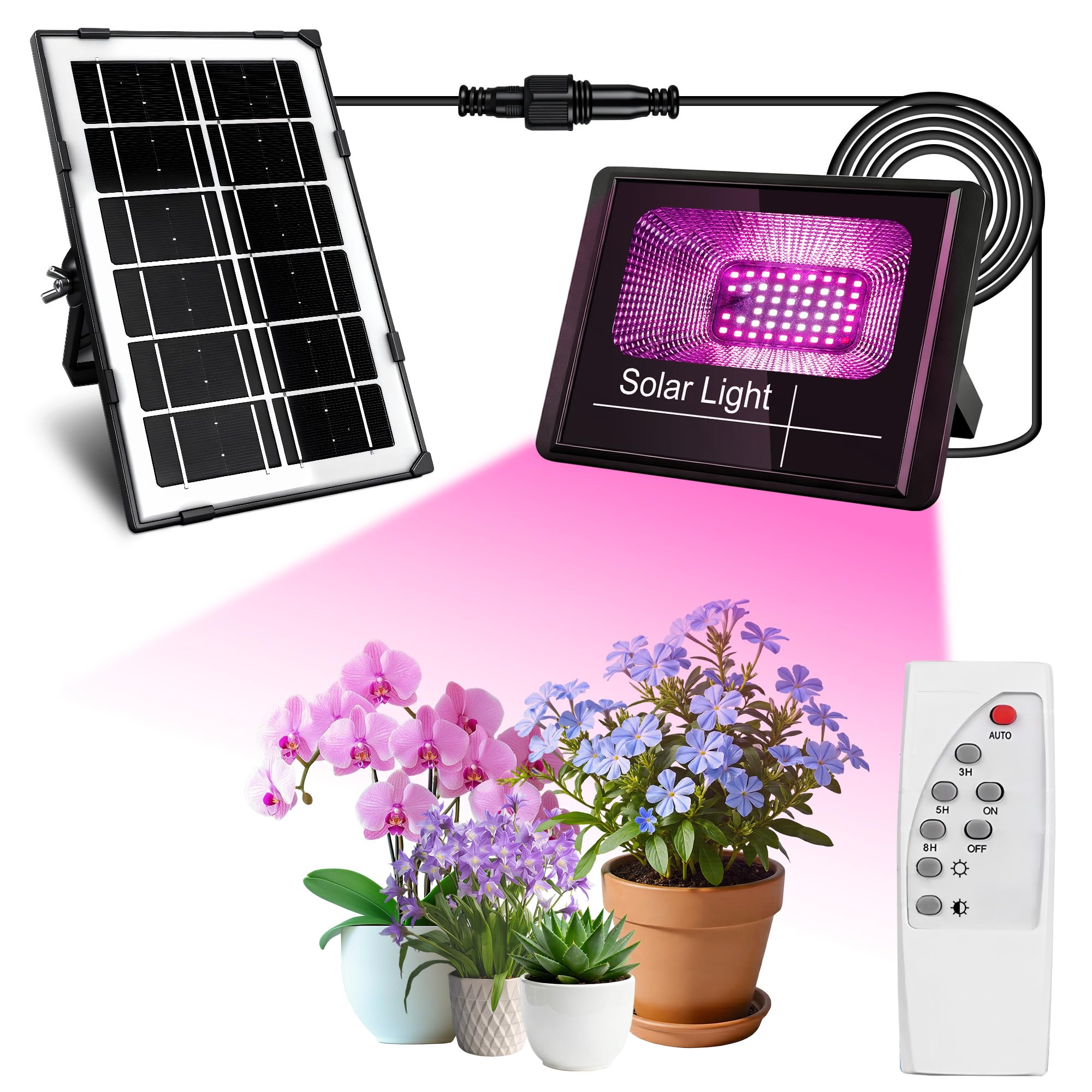 Loscarol Solar Grow Light, Full Spectrum Plant Light with Timer & Remote