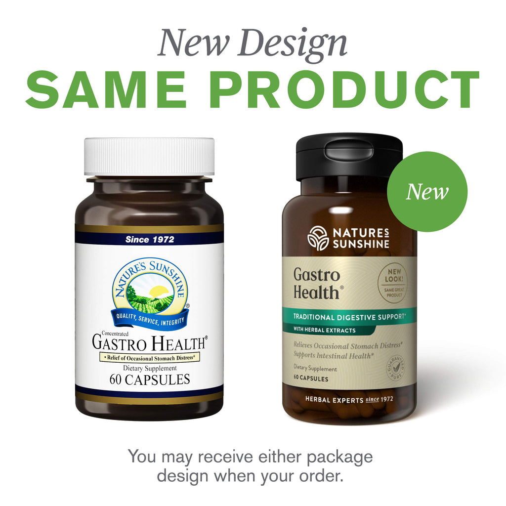 Nature's Sunshine Gastro Health Concentrate, 60 Capsules | Powerful Natural Blend Delivers 800mg of Unique Herbs Shown to Provide Occasional Indigestion and Heartburn Relief