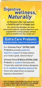 Renew Life Extra Care Digestive Probiotic Capsules, 50 Billion CFU Guaranteed, Daily Supplement Supports Immune, Digestive, Respiratory Health(1), L. Rhamnosus GG, Dairy, Soy and Gluten-Free, 30 Count