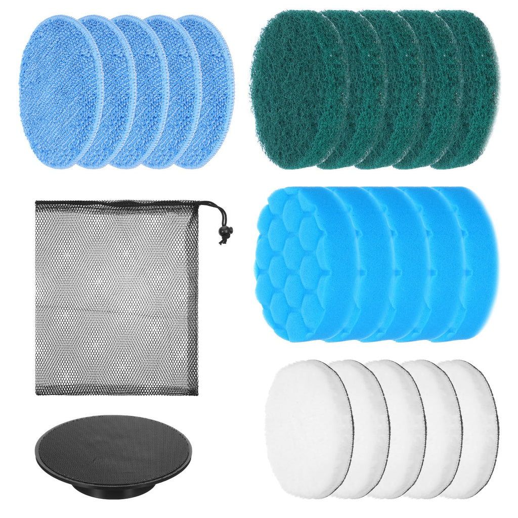 Ckhoid 12Pcs Brush Heads Set, Cordless Electric Spin Scrubber Replaceable Brush Heads, Cordless Buffing Bonnet Pad for Household Cleaning Brushes, Bathroom, Floor, Tile, Car