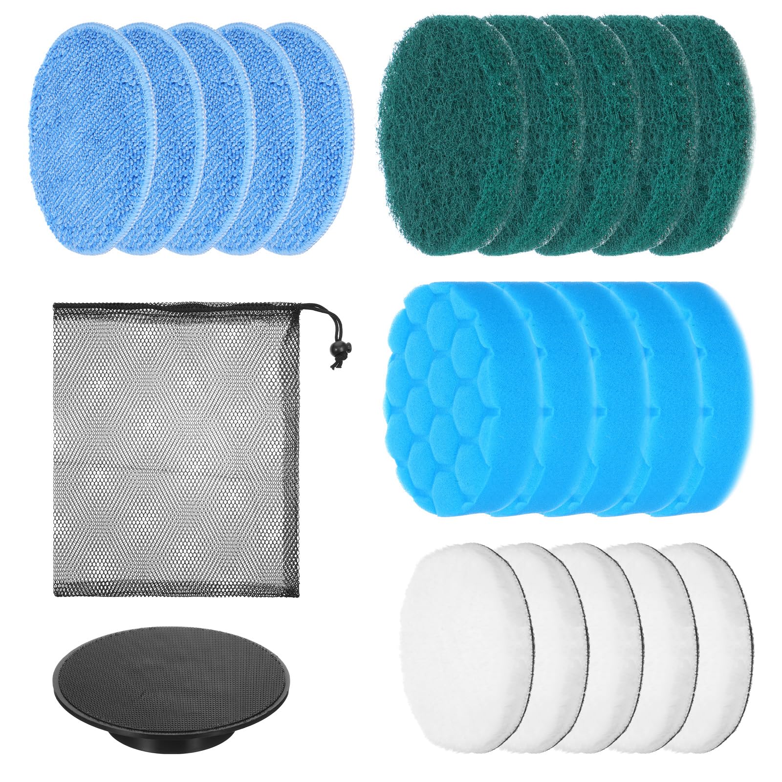 Ckhoid 12Pcs Brush Heads Set, Cordless Electric Spin Scrubber Replaceable Brush Heads, Cordless Buffing Bonnet Pad for Household Cleaning Brushes, Bathroom, Floor, Tile, Car
