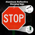 T&R (2 Pack) Large Stop Sign Street Road Sign 24 x 24 Inches. Engineer Grade Reflective Sheeting, Rust Free Aluminum, Weather Resistant, Waterproof, Fade Resistant, 2 Pre-drilled Holes
