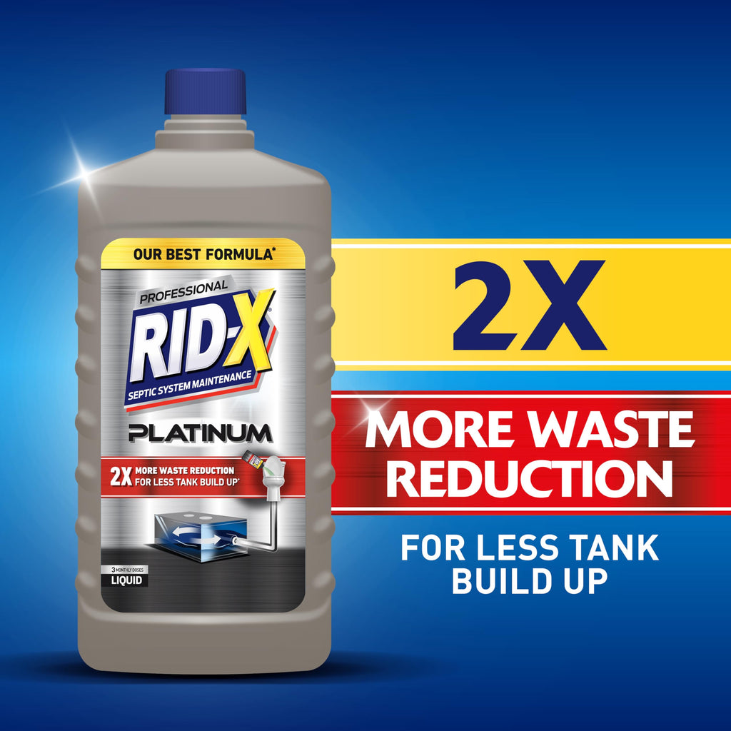 RID-X Septic Tank Treatment Platinum Liquid 6 Month Supply – Our Best Formula with x2 More Waste Reduction