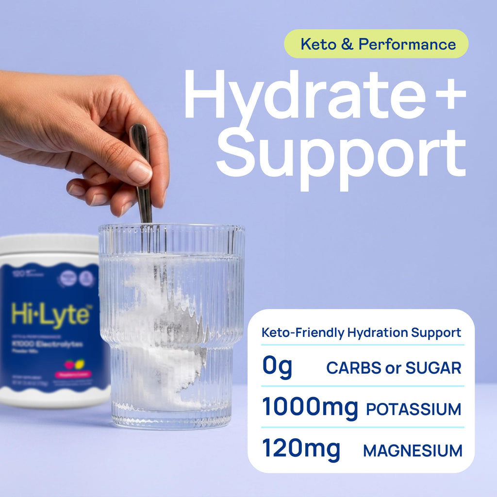 Hi-Lyte Keto K1000 Electrolytes Powder | Raspberry Lemon | Hydration Supplement Drink Mix | Boost Energy & Beat Leg Cramps | No Sugar, No Maltodextrin | 120 Servings