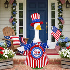 Xroyniu Patriotic Porch Goose Outfits 4th of July Goose Outfit Independence Day Lawn Porch Goose Clothes Fits 23" Cement Plastic Goose Statue for Outdoor Garden Yard Patio USA 250th Anniversary Decor