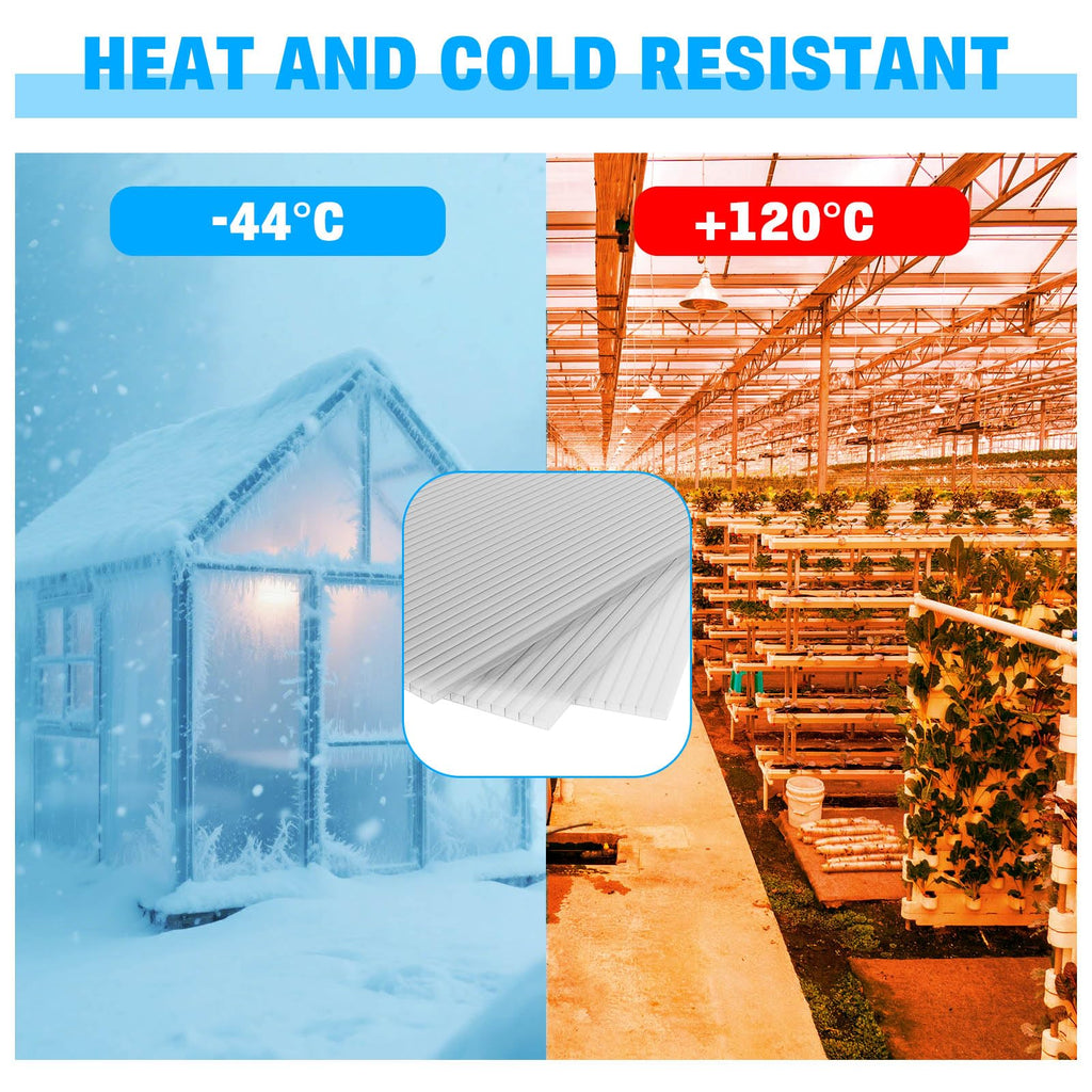 14 Pack Polycarbonate Greenhouse Panels, 4' x 2' x 0.24" Twin-Wall Panels