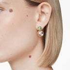 Swarovski Chroma drop earrings, Cushion cut, Multicolored, Gold-tone finish