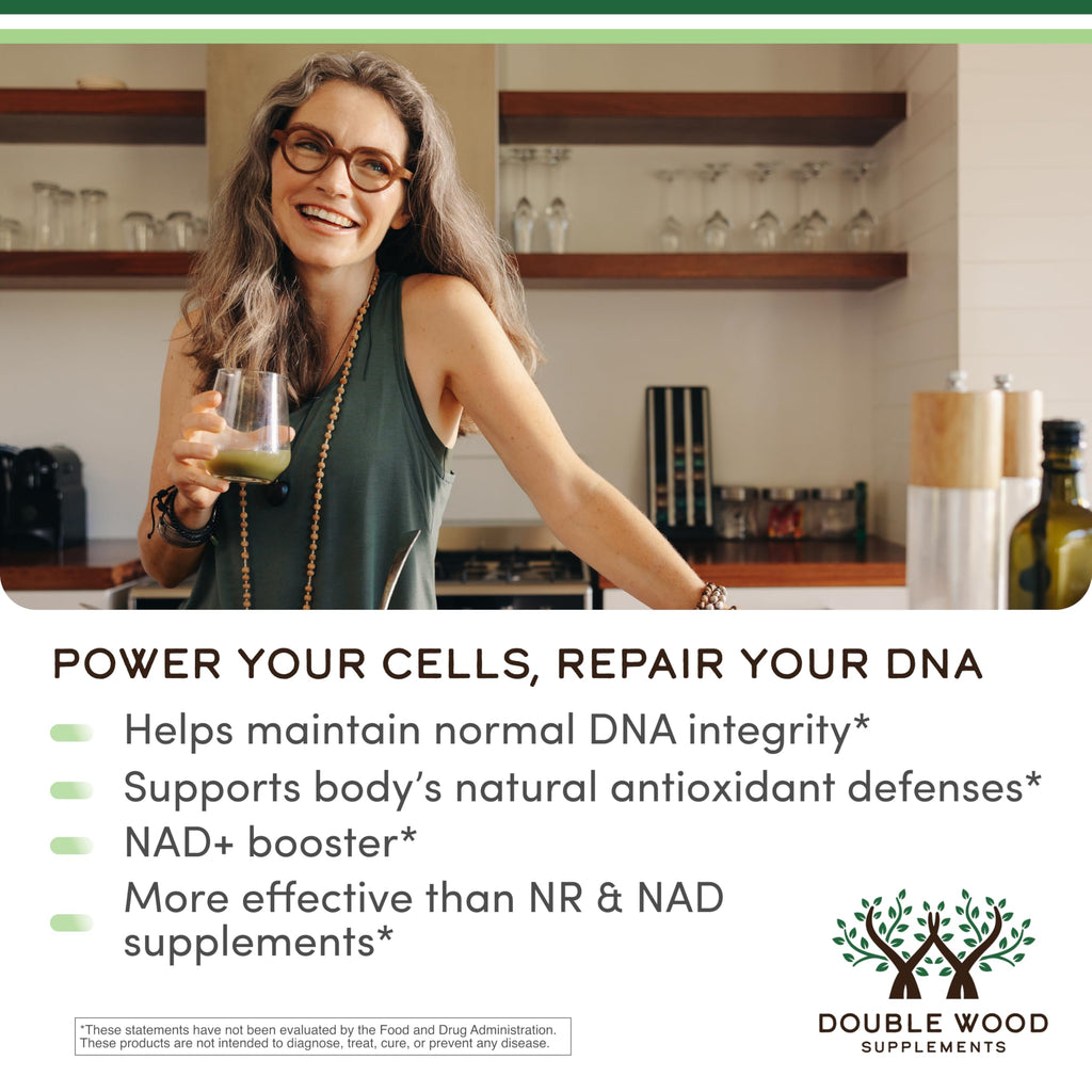 NMNH (NMN Supplement Alternative) Only Clinically Studied Ingredient - Boosts NAD+ Levels for Anti Aging and Cell Regeneration by Double Wood (Pack of 2)