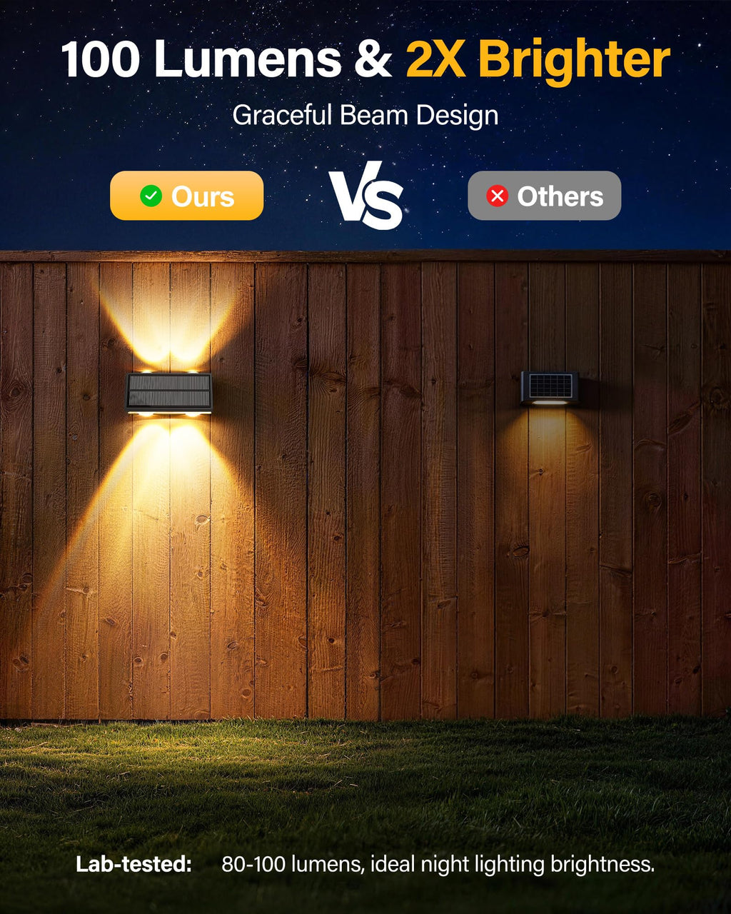 Toeuie Solar Fence Lights Outdoor, 12 Pack 100LM Fence Lights Solar Powered Waterproof, 9 Color Modes, Up & Down LED Focused Beam, 12H Dusk to Dawn Glow for Pool/Patio/Wall/Backyard - Black