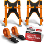 X-Protector Moving Straps - 2 Pairs - Lifting Straps for 2 Movers - Move Furniture Easily and Safely - Perfect for Lifting and Moving Heavy Objects! (with Back Support)
