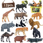 Safari Animal Toys Figures, 12 PCS Realistic Jumbo Wild Jungle Animals Figurines, Large African Zoo Animal Playset with Lion,Elephant,Giraffe, Plastic Animal Learning Toys for Kids Toddlers Boys