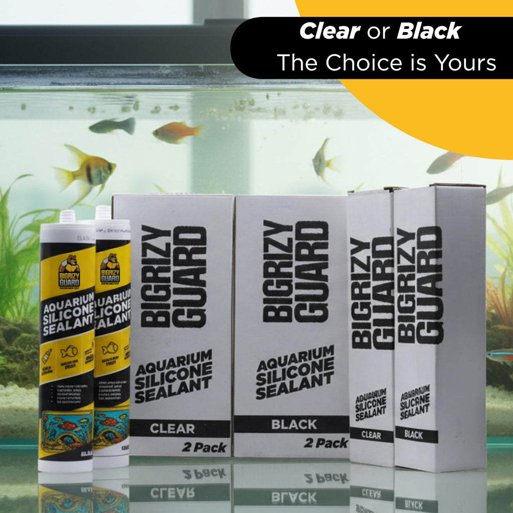 Bigrizy Guard Aquarium Silicone Sealant Black 10.14 Fl oz Cartridge - Aquarium Safe Silicone for Fish & Plants | 100% Waterproof, Premium, Non-Toxic, Solvent Free, Strong Bond, Fast Curing (1 Pack)