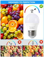 Refrigerator Light Bulb A15, 5W LED, 40W Equivalent, E26 120V, 5000K 6-Pack