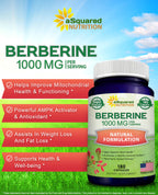 aSquared Nutrition Pure Berberine 1000mg Supplement - 180 Veggie Capsules, Natural Berberine Hydrochloride HCL Plus, Max Strength 1000 mg (2X 500mg), Potent Berberine Vegan Extract