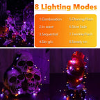 Joomer Orange Purple Halloween Solar String Lights,2 Pack Total 80FT 240LED