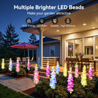 KOOPER Solar Lights Outdoor Garden Decor, 8 Pack Upgraded Delphinium Solar Garden Lights with 72 LEDs, Vivid Flowers Outdoor Waterproof for Landscape Patio Yard Decor