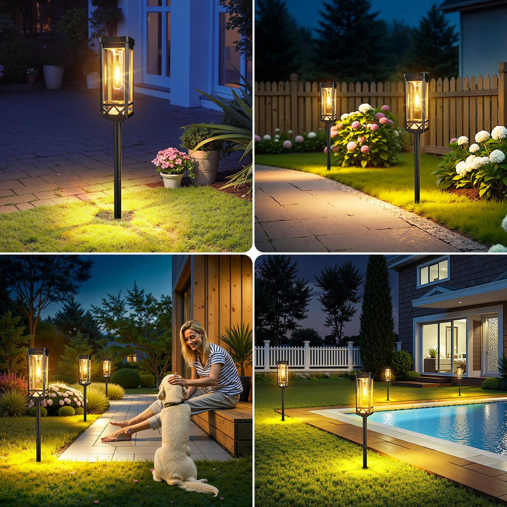 KOOPER Taller Solar Pathway Lights Outdoor, 4 Pack Upgraded Brighter Solar Garden Lights Solar Powered, Up To 15 Hours Outdoor Solar Lights for Yard Landscape Lighting Path Walkway Driveway Sidewalk