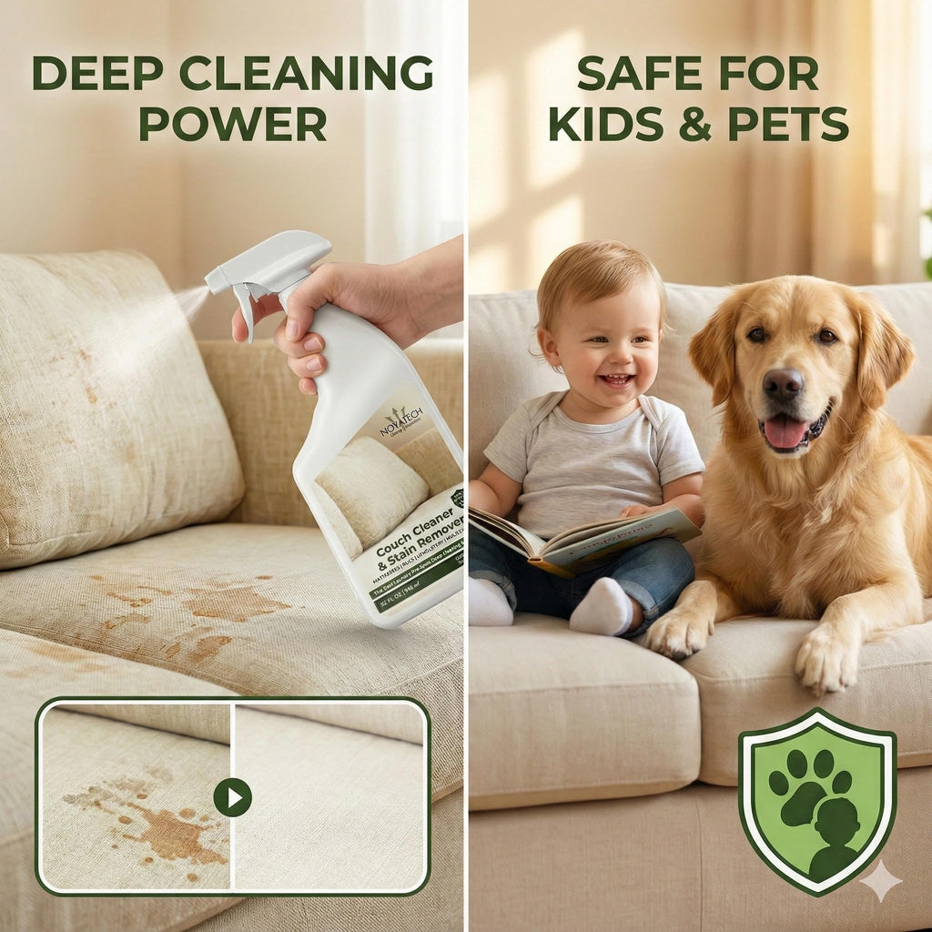 NOYATECH Couch Cleaner and Stain Remover Spray – Professional Strength, Multi-Surface Fabric and Upholstery Cleaner – Pet-Safe, Non-Toxic, Quick-Drying for Couches, Sofas & Car Interiors (combo)