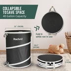 Rachmi 40 Gallon Collapsible Pop-Up Trash Can 2-Pack 22"x26.4", Black