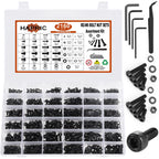 Hapric 2160 Pcs Metric Screw Assortment Metric Bolts M2 M3 M4 M5 M6 Nuts and Bolt Kit, 12.9 Alloy Steel Black Zinc Plated Hex Socket Head Screws Nuts Bolts and Washers Set