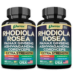 Rhodiola Rosea Adaptogen Supplement, Panax Ginseng & Ashwagandha, 2 Pack