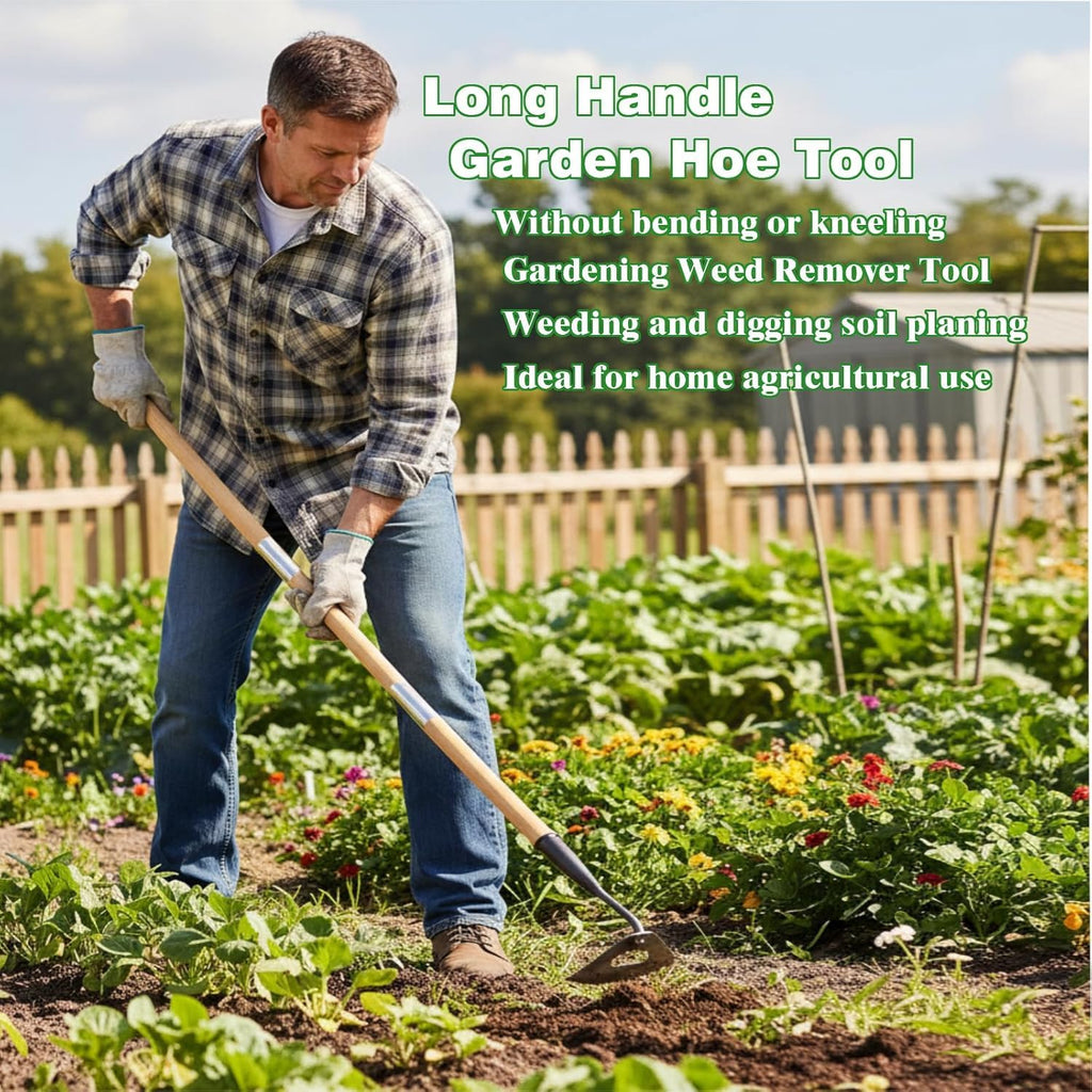 Gardening Tools Hollow Hoe, All-Steel Hardened Hollow Hoe with 55 Inch Long Handle, Sharp Edge Garden Weeding Tools, Garden Weeder Tool Shovel Weed Puller for Backyard Loosening Farm Planting Weeding