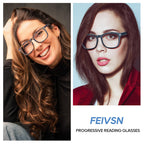 FEIVSN 3 Pack Progressive Multifocus Reading Glasses for Women Men Multifocal Readers PC Frame Fixed Hinge Eyewear, +1.50
