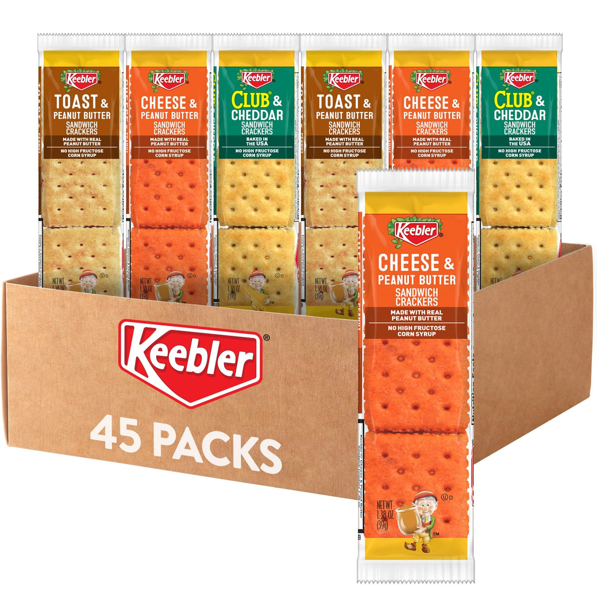 Keebler Sandwich Crackers, Lunch Snacks, Variety Pack (45 Packs)