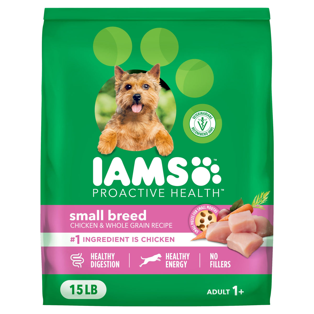 IAMS Proactive Health Small Breed Dry Dog Food, Chicken & Grain, 15 lb
