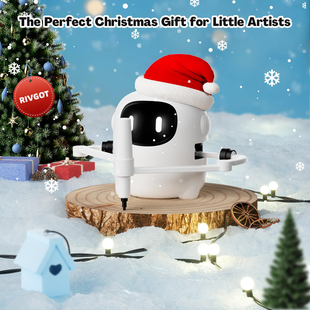 RIVGOT Drawing Robot for Kids with 150 Cards, Voice Interactive Educational Drawing Machine, Montessori Painting Learning Toys for 3 4 5 6 7 8 Year Old Boys Girls Birthday Party