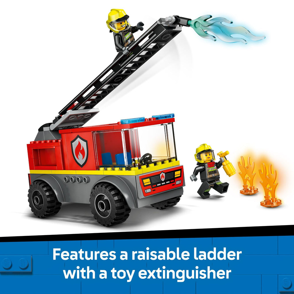 LEGO City Fire Ladder Truck Toddler Toy - Fire Truck Toy with 2 Firefighter Minifigures, Digital Guide for Boys and Girls, Ages 4+ - Learning, Educational Toy for Preschool - 60463