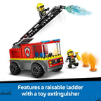 LEGO City Fire Ladder Truck Toddler Toy - Fire Truck Toy with 2 Firefighter Minifigures, Digital Guide for Boys and Girls, Ages 4+ - Learning, Educational Toy for Preschool - 60463