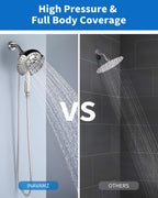 INAVAMZ 2.5GPM Shower Heads with Handheld Spray Combo: 7.2" Rainfall Shower Head & Hand Held Shower Head 2-IN-1 Shower Head with 60" Rotatable Stainless Steel Hose Nickel, Shower Trim Systems
