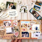 JIMBON Our Adventure Book Scrapbook Photo Album Retro Style Embossed Letter Cover Travel Diary Journal Scrap Book Kit For Couples,Memory Book For Anniversary Wedding