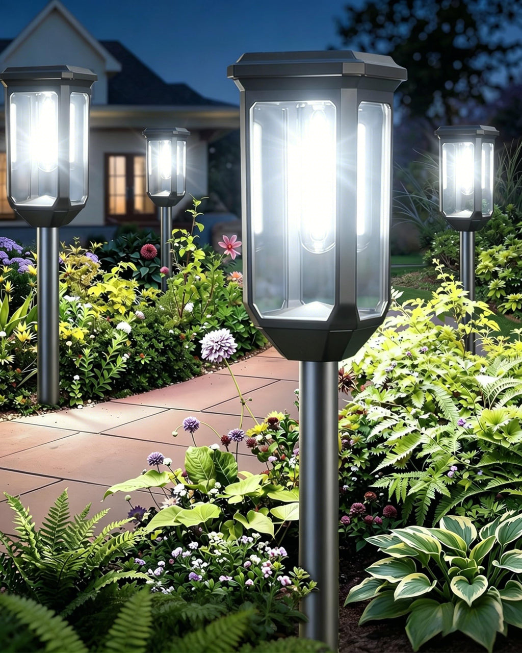 Tenmiro Solar Pathway Lights Outdoor 4 Pack LED Solar Powered Garden Lights Waterproof IP65 Outdoor Light for Yard Lawn Patio Path Walkway Driveway Decor 6500K