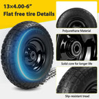 4Pc,13x4.0-6 Flat Free Tire and Wheel Replacement for Gorilla Cart,5/8"Axle