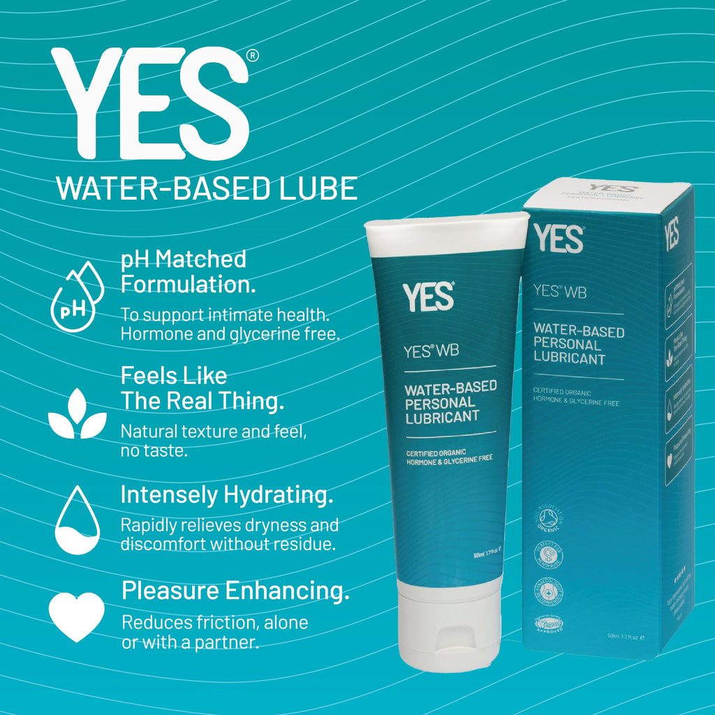 YES WB Water-Based Personal Lubricant | Intensely Hydrating Water-Based Lube | Certified Organic Made Without Hormones or Glycerine | pH Matched