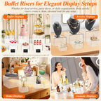8 Pcs Clear Acrylic Buffet Risers with LED Fairy Lights, Acrylic Food Risers with Mini Sign and Maker, Clear Buffet Risers and Stands for Party Catering Dessert Collectibles(9" 8" 7" 6" 5" 5" 4" 4" )