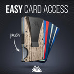Mountain Voyage Co Minimalist Wallet for Men & Women - Slim RFID Wallet, Scratch Resistant, Credit Card Holder & Money Clip, Easily Removable Money & Cards, (Beech Wood Carbon)