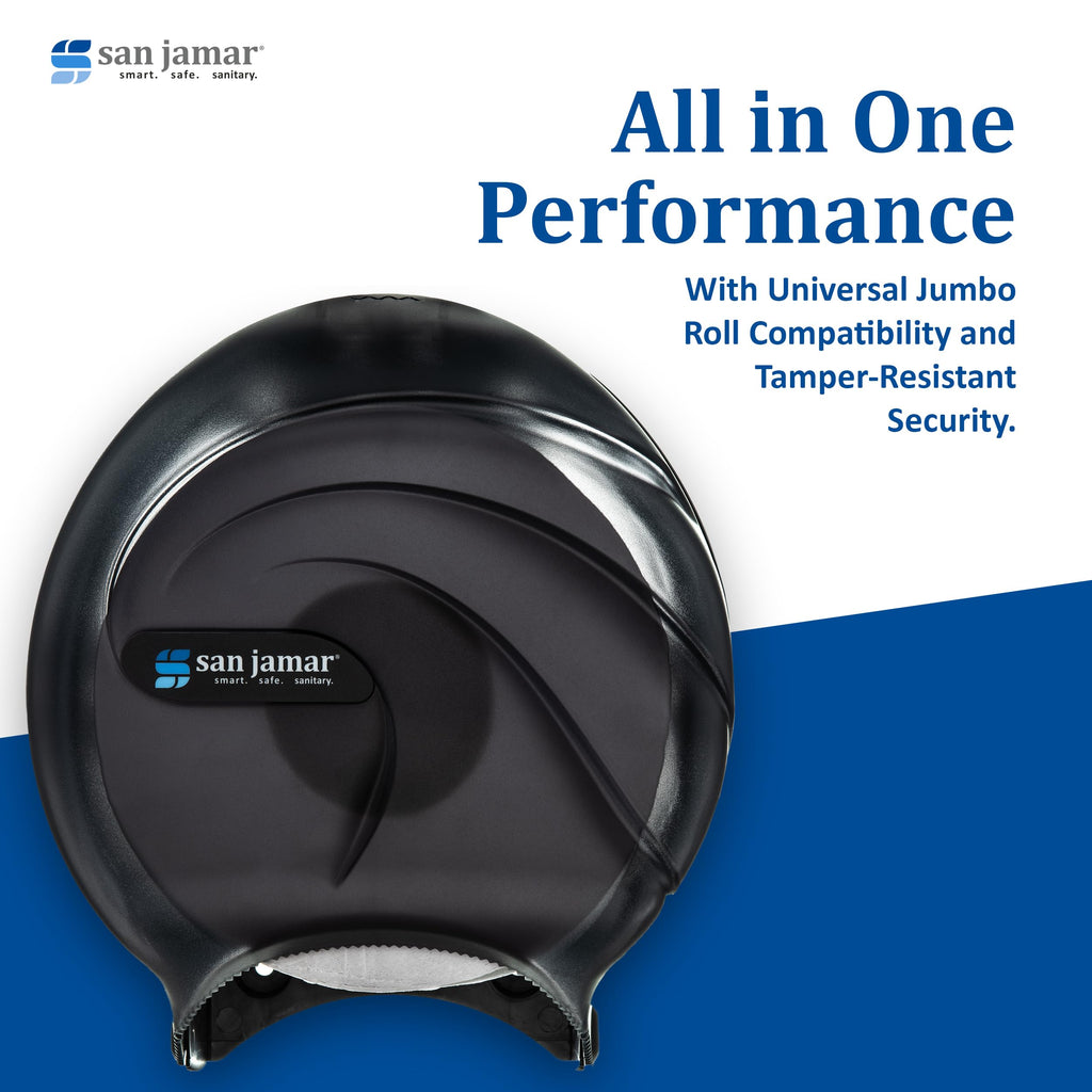 San Jamar Oceans Plastic Single Jumbo Bath Tissue Dispenser, 3.25" Core, Black Pearl