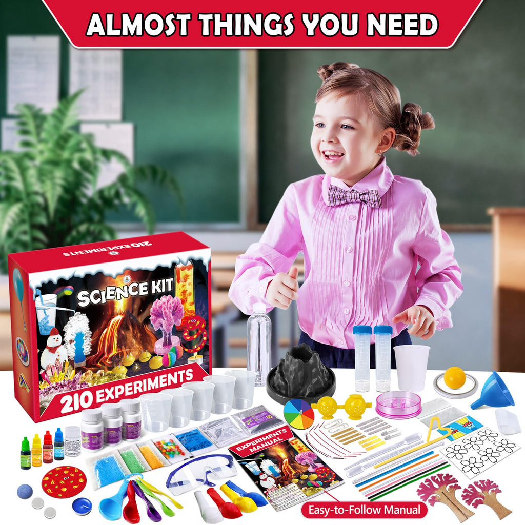 UNGLINGA 210 Experiments Science Kit for Kids, Boys Girls Birthday Toys Gifts Idea, Chemistry Set, Volcano, S.T.E.M Science Educational Project