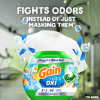 Gain Flings Ultra Oxi Laundry Detergent Pacs, 76 Count, Waterfall Delight Scent, with Odor Defense, Concentrated Laundry Soap Pacs