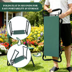 RAIN SPIRIT Garden Kneeler and Seat with Thicken & Widen Soft Kneeling Pad,Heavy Duty Gardening Bench Kneeler and seat Foldable Gardening Stool with 2 Tool Pouches，Gifts for Women, Seniors, Mom & Dad