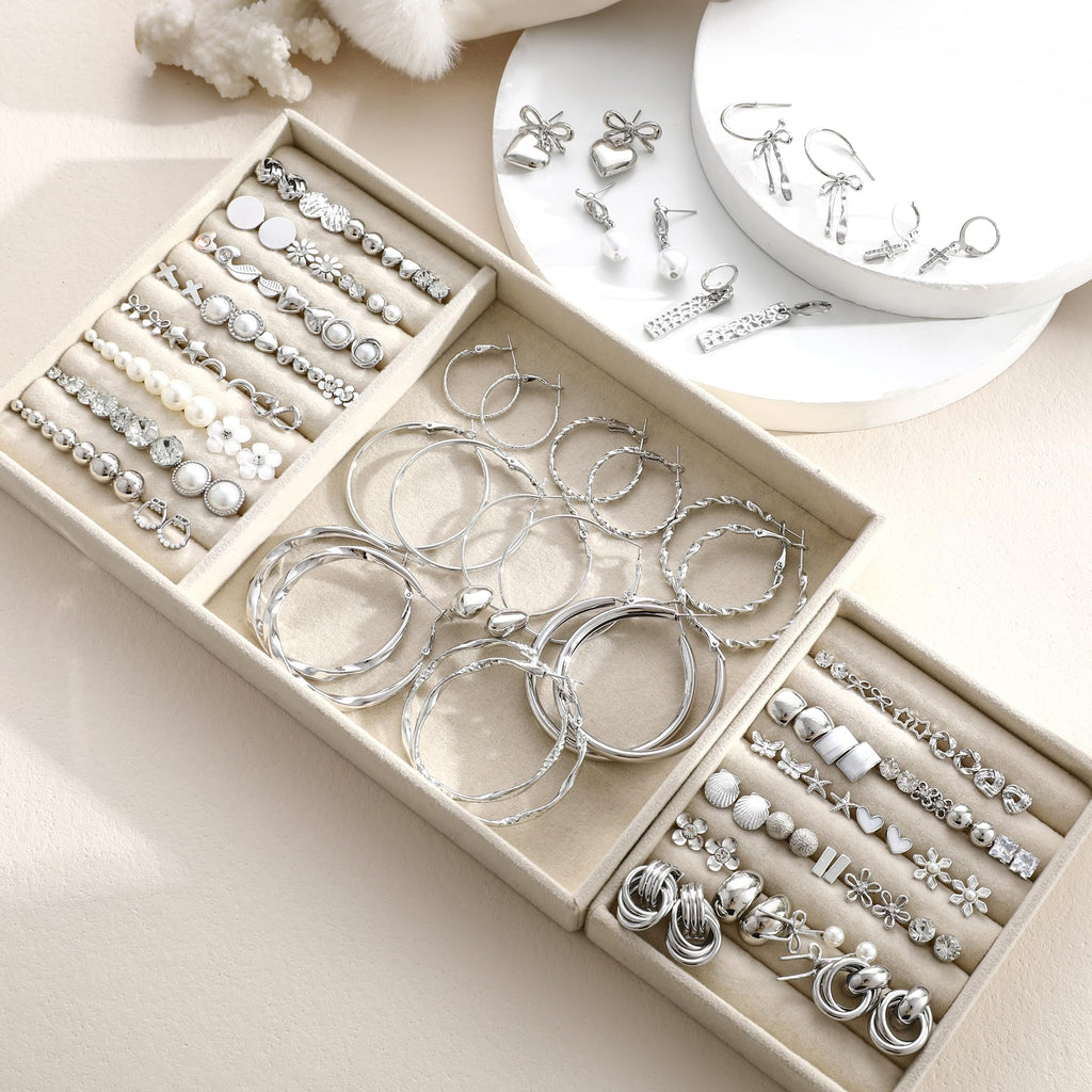 75 Pairs Gold Stud Earrings Set for Women, Trendy Hypoallergenic Pearl Cubic Zirconia Multiple Piercings Earrings Packs, Stud Hoops Earrings for Gift Jewelry