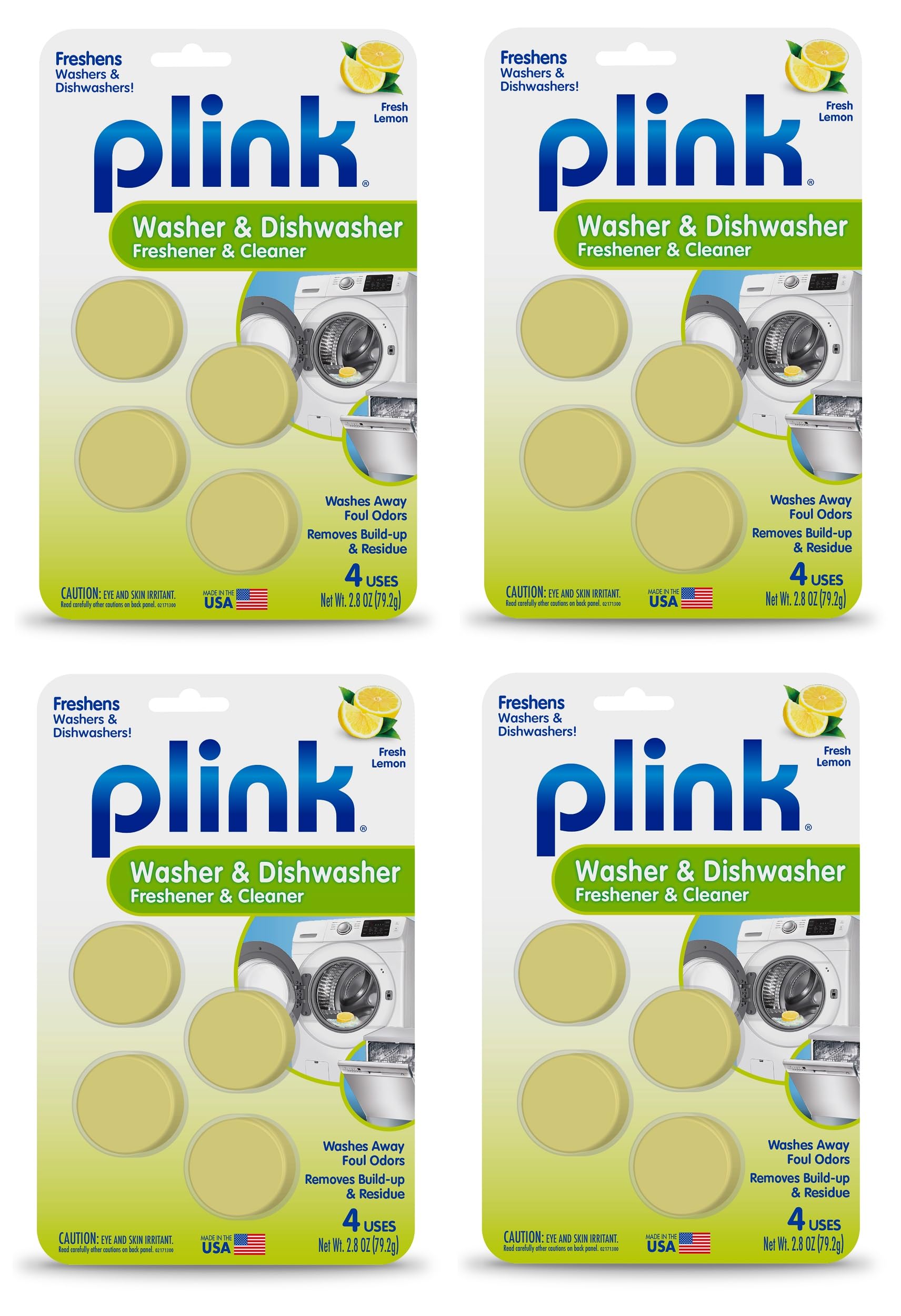Plink Washer and Dishwasher Freshener Cleaner 4-Pack, 16 Tablets Total, Count
