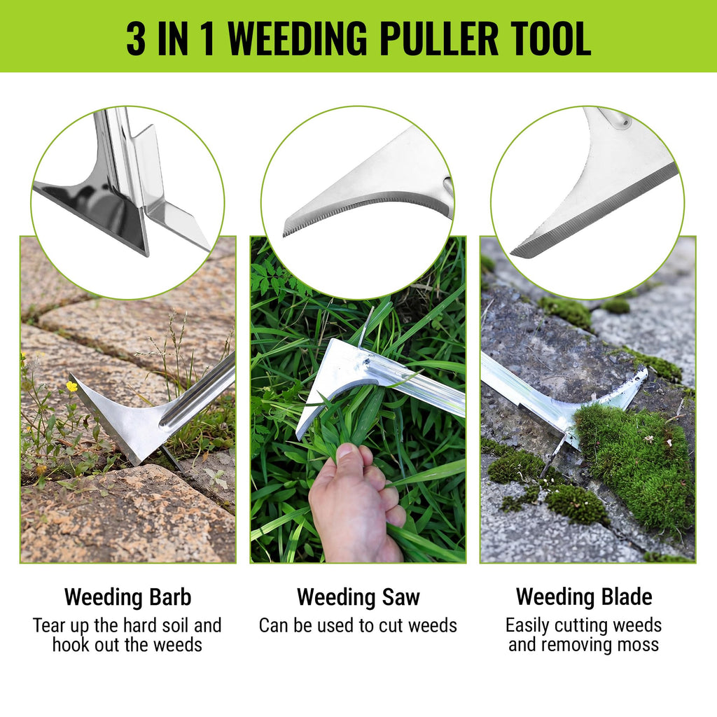 WORKPRO Crack Weeder, Stainless Steel Crevice Weeding Tool with Adjustable Long Handle (27"-54")