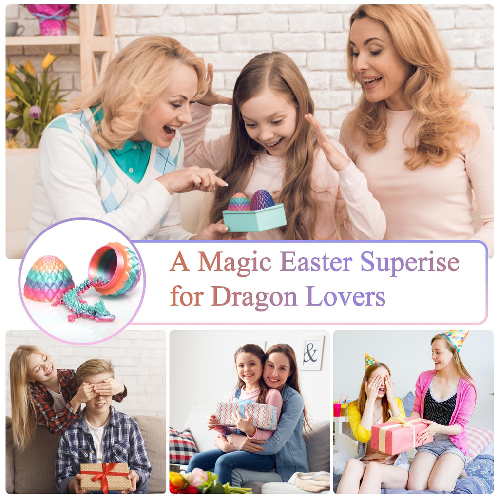 3D Printed Dragon Fidget Toys,12inch Flexible Dragon Toy 3D Printed Dragon Eggs with Dragon Inside,Easter Egg fillers,Easter Basket Stuffers,Easter Basket Essentials Fidget Toys