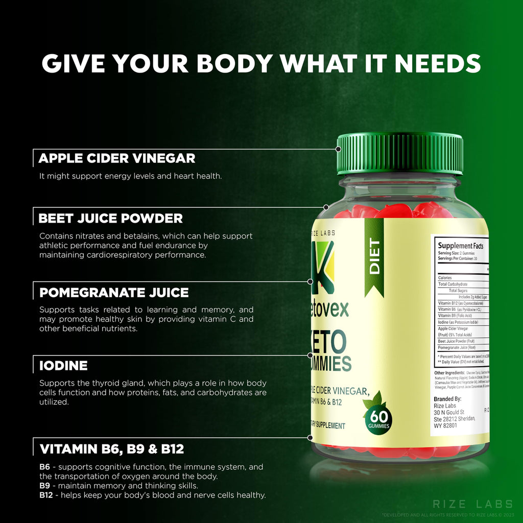 rize labs Ketovex Keto Gummies for Weight Loss, Advanced Formula Apple Gummy Gomitas Ketosis Carb Support - Pack of 5(300 Gummies)