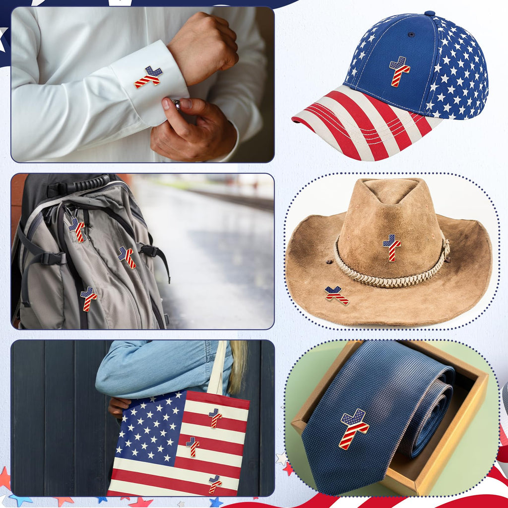Landical 24 Pcs American Flag Cross Lapel Pins Veterans Day Gifts Bulk