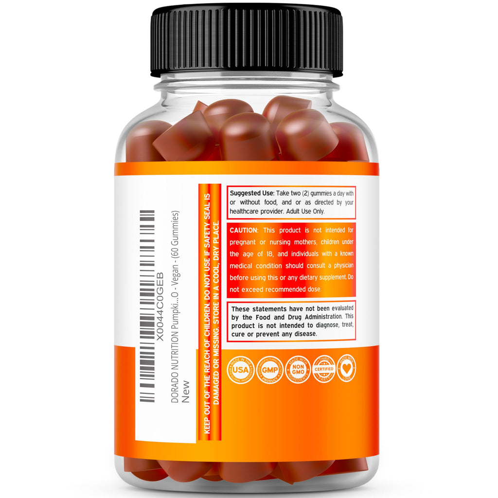 Pumpkin Seed Oil Gummies 4000mg Sugar Free Gummy Supplement with Pumpkin Seed Extract for Adults - Delicious Orange Flavor , Non GMO - Gluten Free , Vegan Supplement & USA Made (60 Capsules)